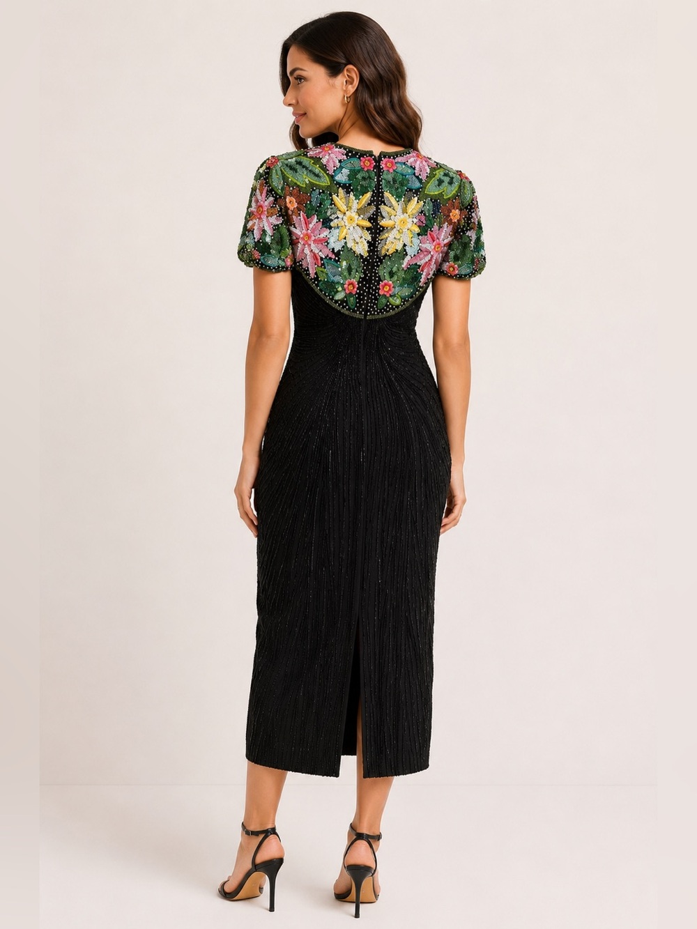 Vintage Naeem Khan Riazee Nights Suzarila Pure Silk Beaded Dress Size M